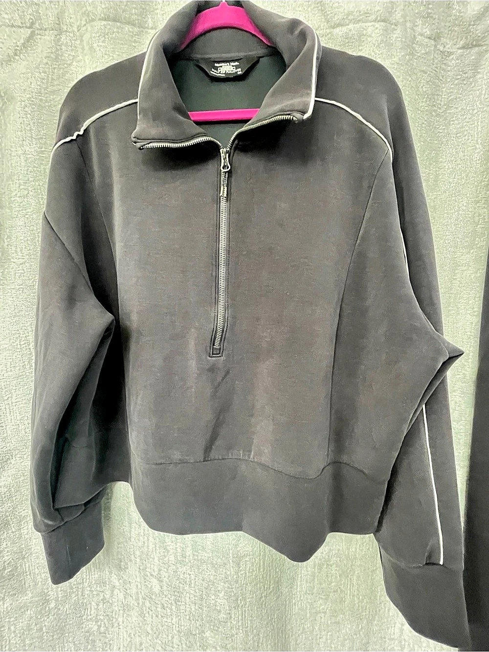 Member's Mark Women's Sandwash Half-Zip Pullover in Black Size XXL